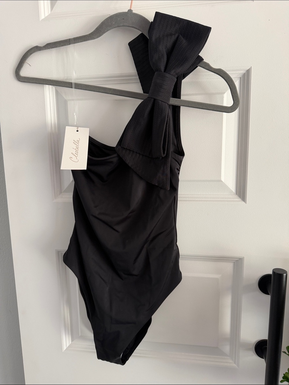 Cleobella One-Shoulder Black Bow Swimsuit size XS